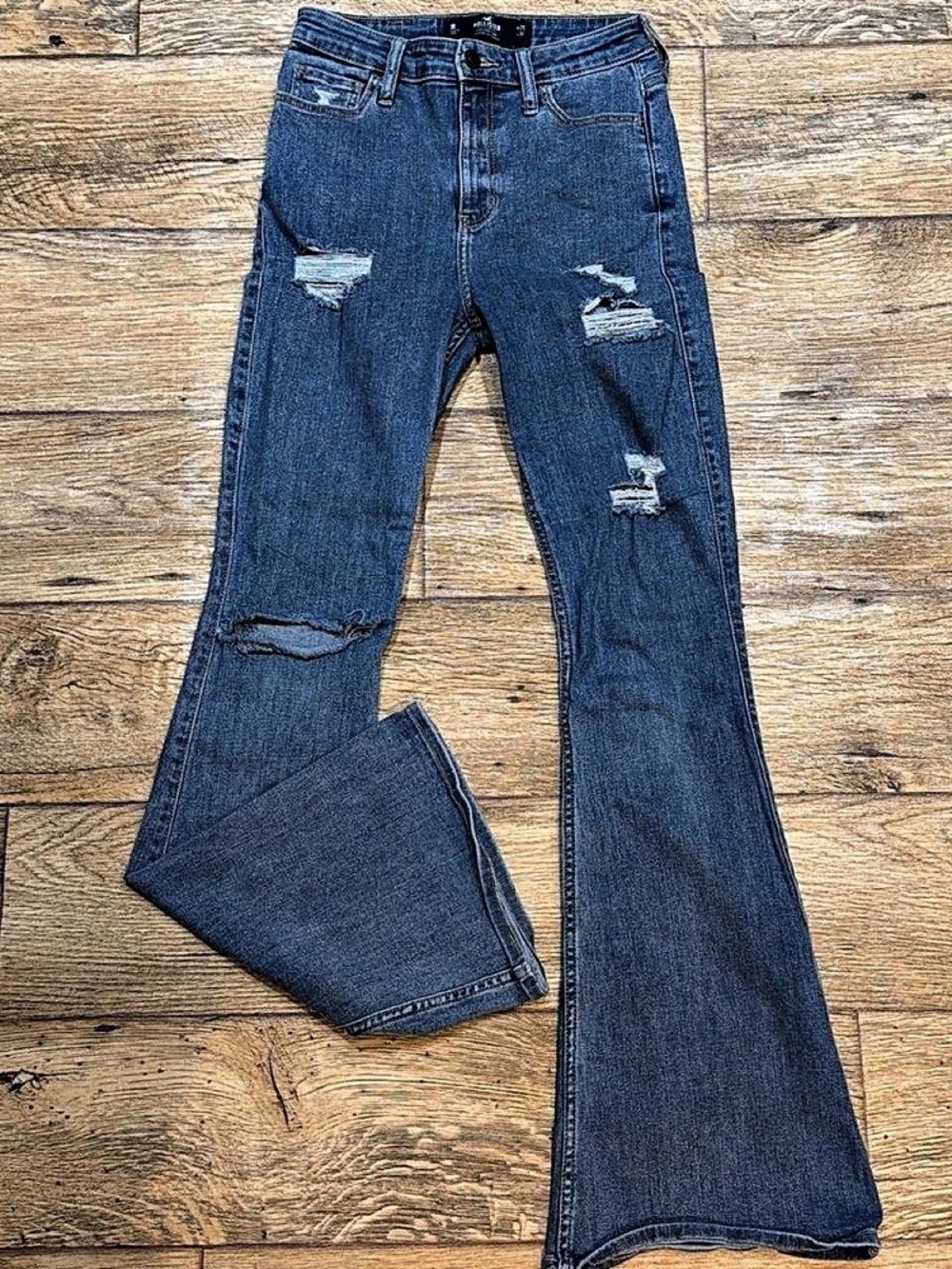Hollister High-Rise Flare Distressed Flare Jeans Waist 25